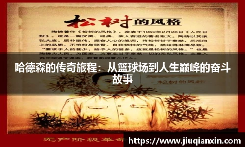 哈德森的传奇旅程：从篮球场到人生巅峰的奋斗故事