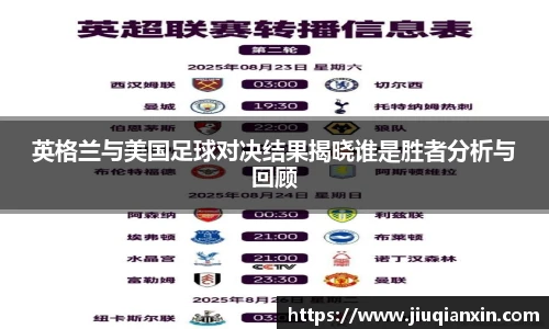 英格兰与美国足球对决结果揭晓谁是胜者分析与回顾